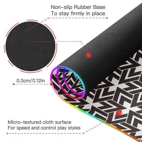 Black and White Pattern Wireless Charging Mouse Pad for Mobile Phone Extra Large Gaming Mousepad with 13 Lighting Modes Extended Desk Mat for Gaming MacBook PC Laptop Desk Home Office