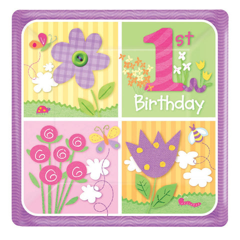 Amscan 'One Special Girl' 1st Birthday Girl Party Set for 16 People: Large Plates, Small Plates, Cups, and Hats