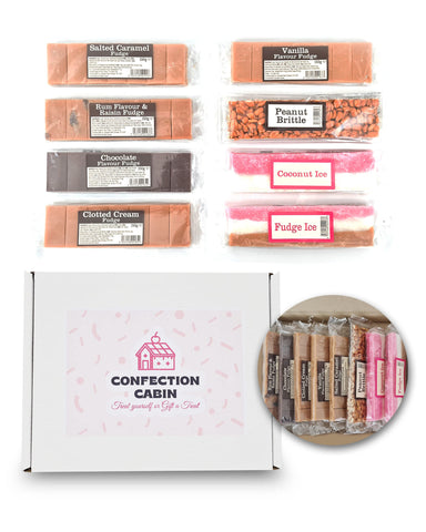 Fudge Gift Set - Fudge Hamper Selection Box 8 bars (100-130g) | 5 Fudge Bars Plus 3 More (Fudge Ice, Coconut Ice & Peanut Brittle) | Fudge Gift Box | Gift for Mum and Grandmum
