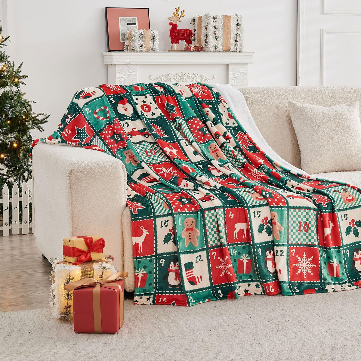 Gogreen Cozy Blanket Printed Blanket Throw Christmas Collection Blanket - 300 GSM Fleece Blanket Throw Size Blanket for Home Decoration, Ultra Soft Blanket Microfiber Throw Blanket (Throw - 50" x 60")
