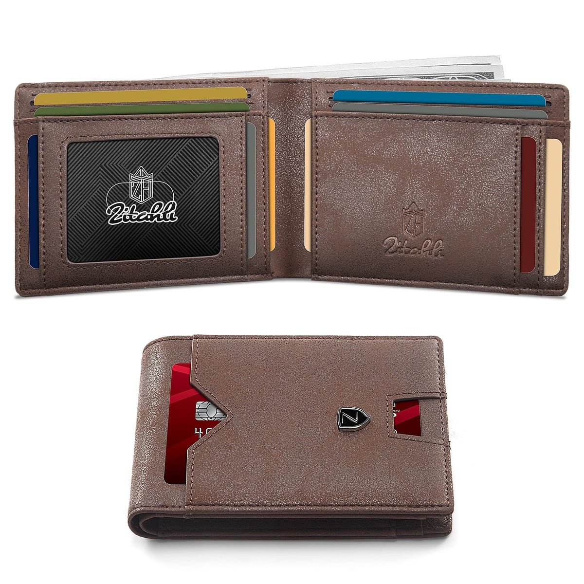 Zitahli Wallet for Men, Mens Wallet, Slim Leather Bifold, RFID Blocking 11 Card Holder Slots Gift Box