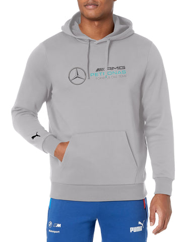 PUMA Men's AMG Petronas Essentials Fleece Hoodie, Mercedes Team Silver, X-Large