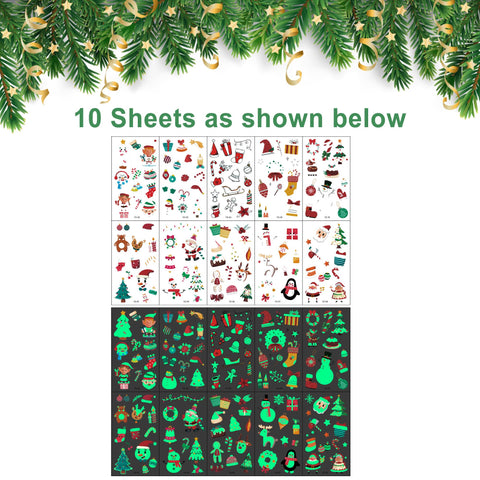 119 Pcs Christmas Temporary Tattoos for Kids?Christmas Stocking Stuffers Gifts Party Decorations Supplies Favors for Kids Boys and Girls (GLOW B)