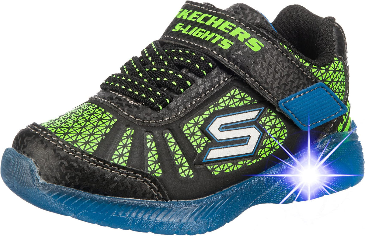 Skechers boys Lighted, Lighs, Lighted, Sport Lighted Sneaker, Black/Blue/Lime, 5 Toddler US