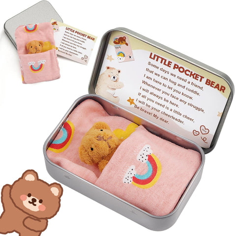 Little Pocket Bear Hug | Mini Bear in a Tin Box | Pocket Bear Plush Toys | Stuffed Animal Bear Doll, Pocket Hugs for Children, First Day at School Gifts, Get Well Soon Gifts for Kids