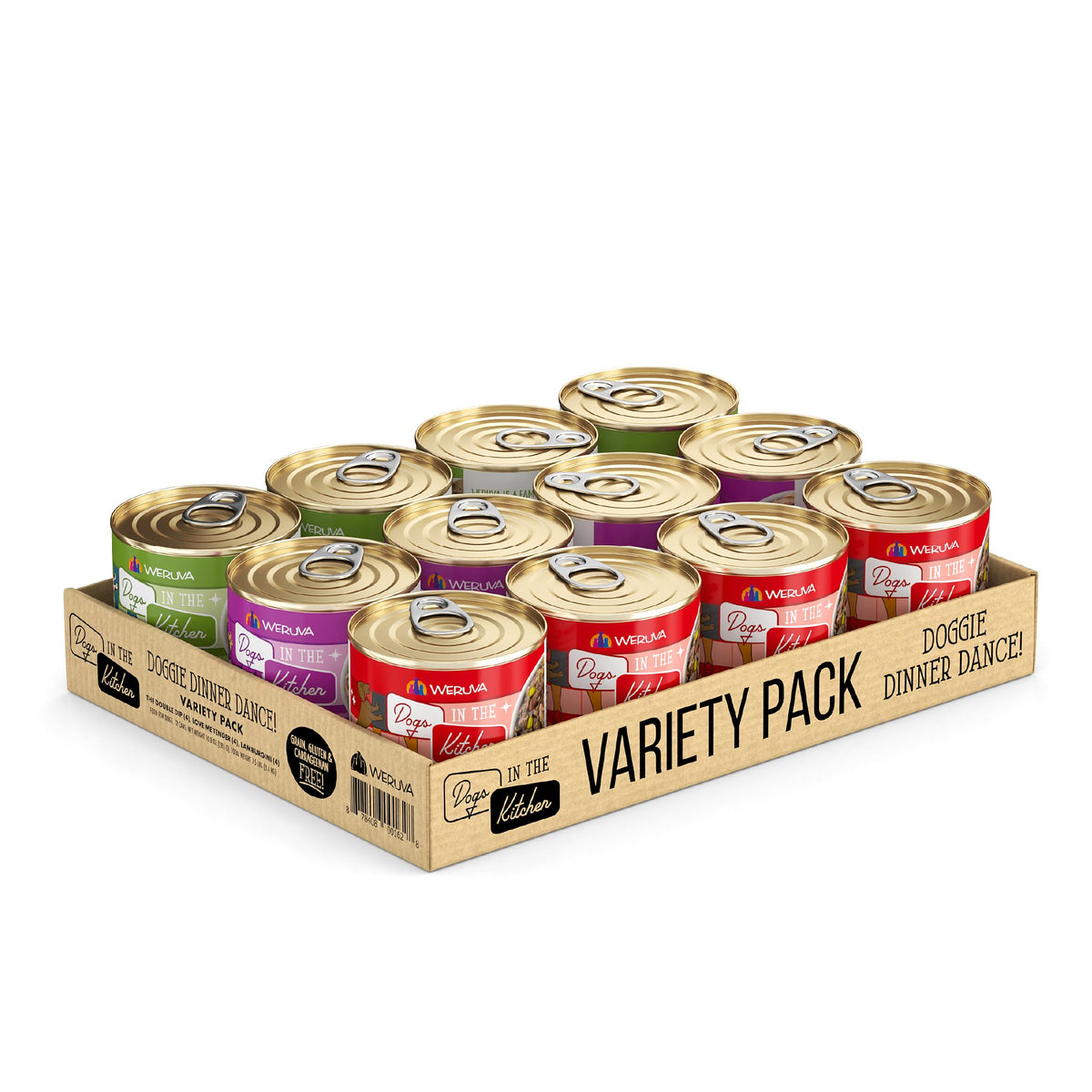 Weruva Dogs in The Kitchen, Doggie Dinner Dance Variety Pack, Wet Dog Food, 10oz Cans (Pack of 12)