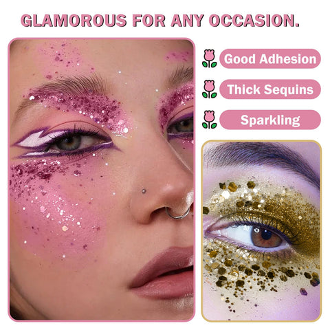 Gold Body Face Glitter Stick Body Hair Glitter Makeup for Women,Long-Lasting Holographic Mermaid Glitter Gel for Singer Concert Rave Body Glitter Makeup