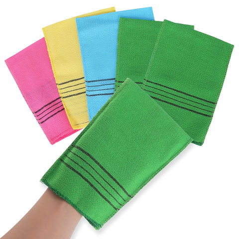 Molain 5Pcs Korean Exfoliating Mitt Asian Exfoliating Bath Washcloth Reusable Exfoliating Dual Texture Bath Towel for Shower, Spa, Massage and Body Scrubs Dead Skin Remover Exfoliator