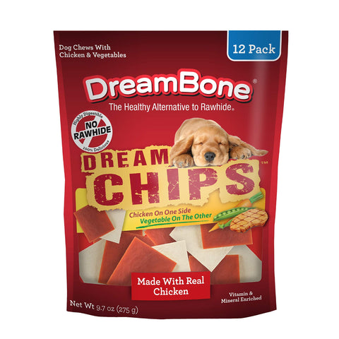 DreamBone DreamChips With Real Chicken 12 Count, Rawhide-Free Chews For Dogs