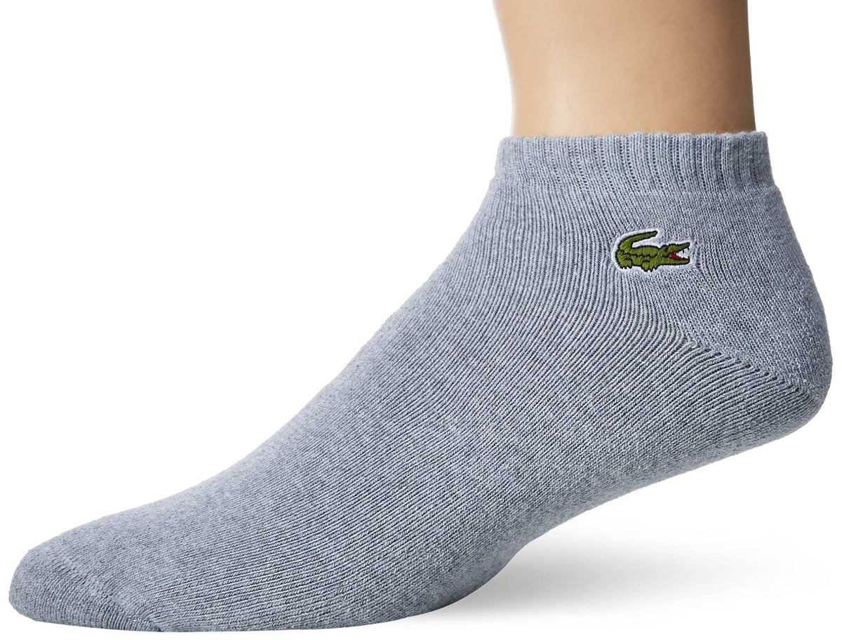 Lacoste mens Graphic Ankle Socks, Silver Chine/White, Large US