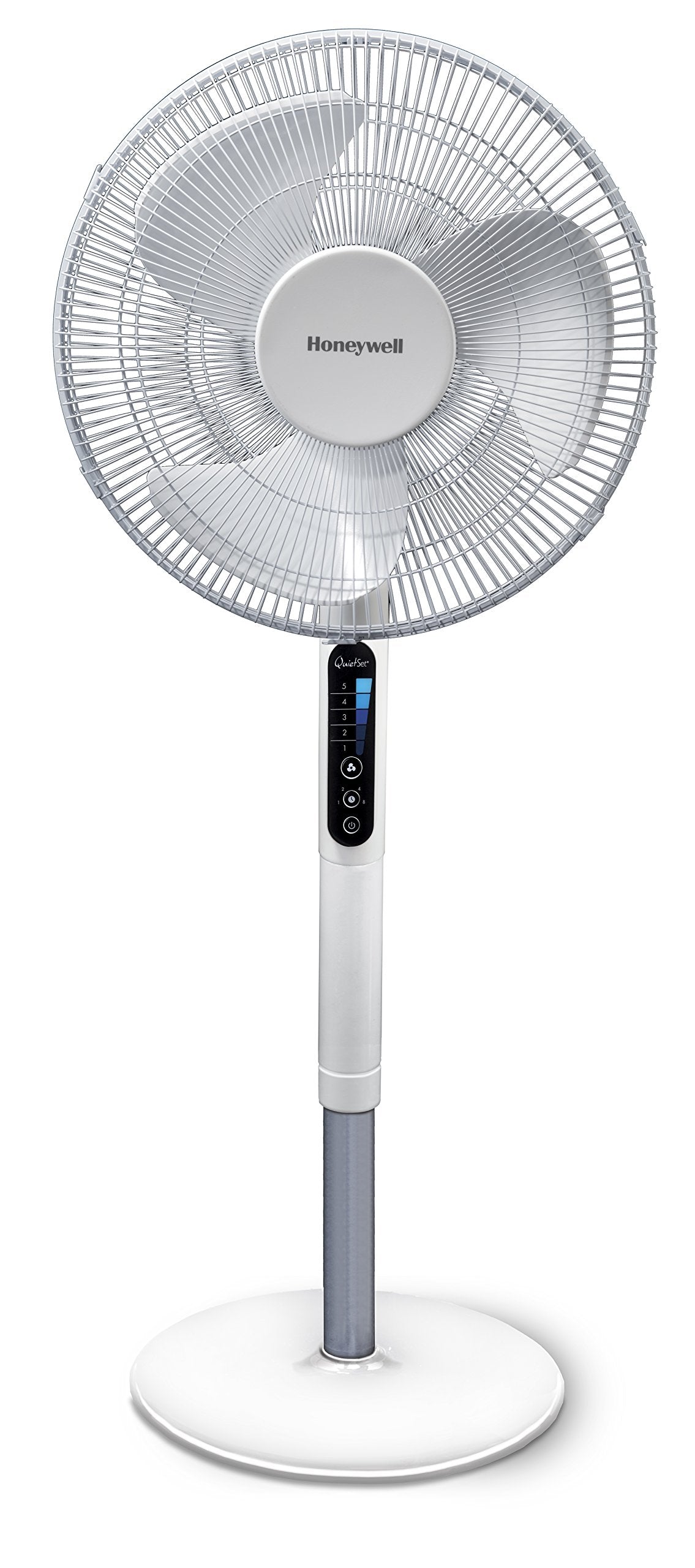 Honeywell Advanced QuietSet Oscillating Stand Fan (5 Speed Settings, Timer Function, Oscillating 70°, Height Adjustment, Remote Control, Easy to Use) HSF600W