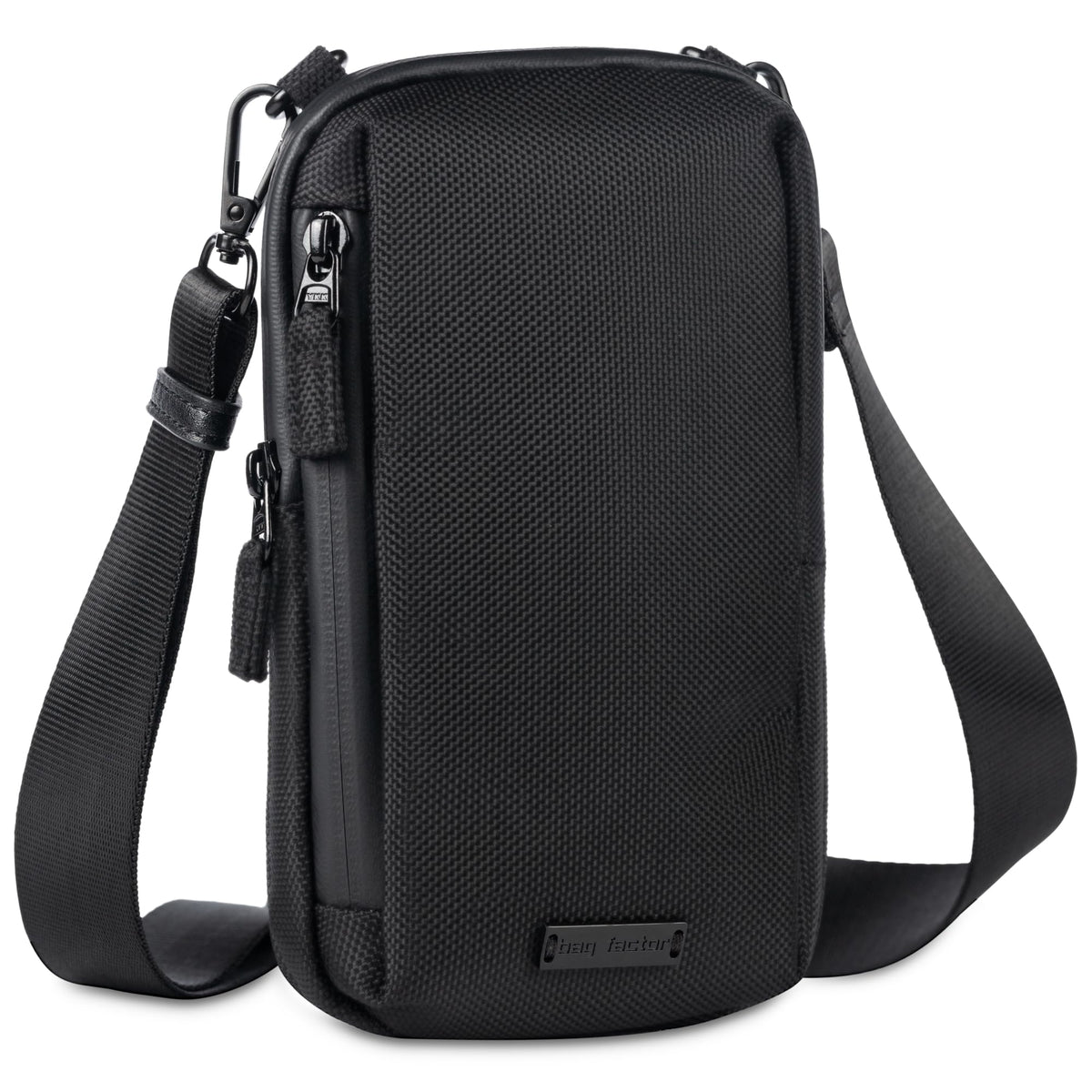 Bag Factor Crossbody Sling Bag EDC for Men and Women - RFID Mini Messenger Bag Wallet- Small Shoulder Bag for Cell Phone, Black