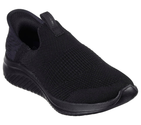 Skechers Boy's Ultra Flex 3.0-Smooth Step Sneaker, Black, 4.5 Big Kid