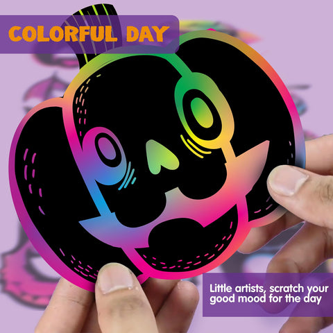 JOYIN 72 Pcs Halloween Crafts for Kids, Halloween Scratch with 18 Designs for Arts and Crafts, Activity Book, Trick-or-Treating, Halloween Party Favors, Halloween Event Party Supplies
