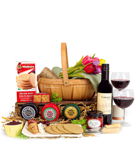 Cheese and Wine Basket - Cheese Gift - Birthday Hamper - Wine Lovers - Cheese Selection - Cheese Gift Set - Cheese Hamper - Cheese Lovers