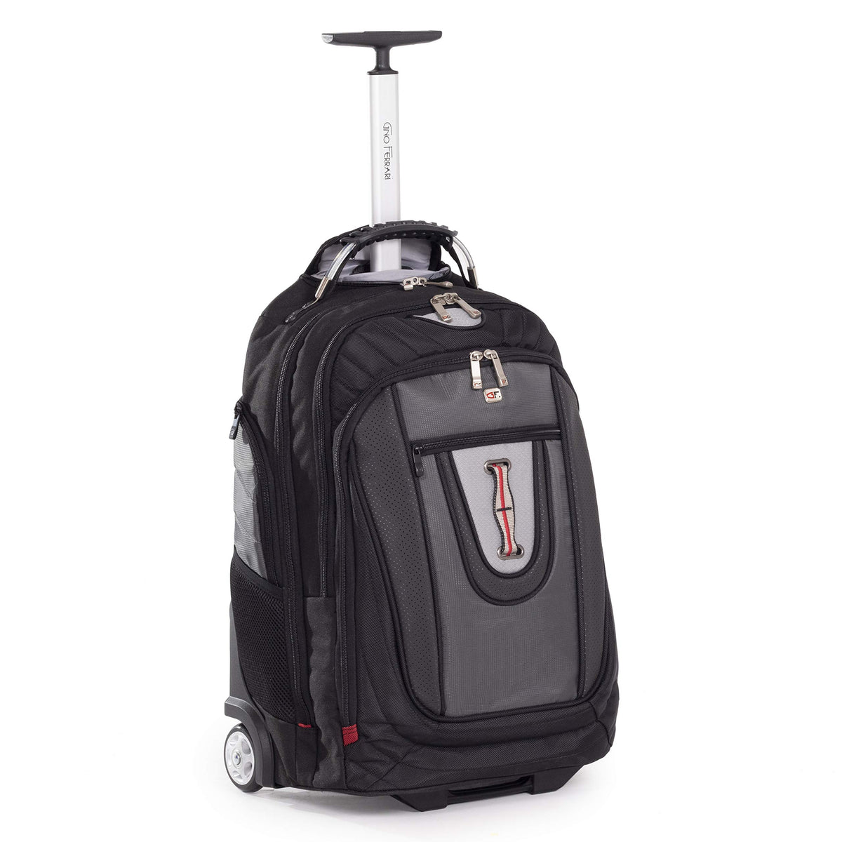 Black Laptop Bag with Wheels - Brio by Gino Ferrari 17 Inch Padded Laptop/MacBook Compartment Bag On Wheels GF506