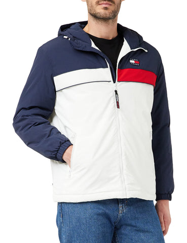 Tommy Jeans Men's TJM Color Block Padded Chicago DM0DM14450 Jackets, Twilight Navy/Multi, XL