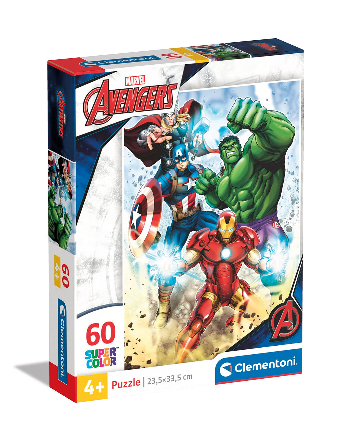 Clementoni - 26193 - Supercolor Puzzle - Marvel Avengers - 60 Pieces, Jigsaw Puzzle For Kids Age 5, Puzzle Cartoon, Made In Italy