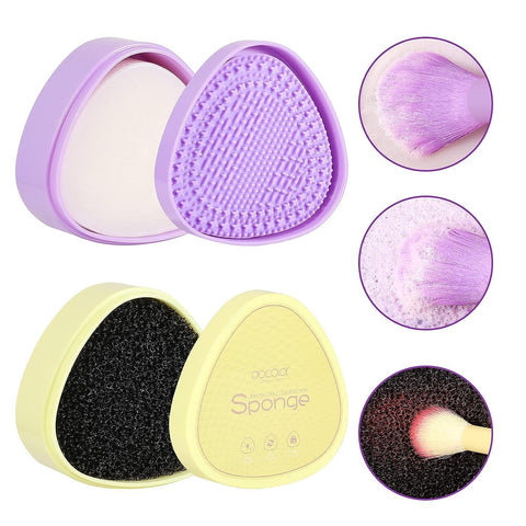 Docolor Makeup Brush Cleaner Set, 3 in 1 Brush Cleaner Solid Coconut Oil Cleanser, Color Removal Sponge and Brush Cleaning Mat - Easy to Clean Blenders Brushes Shampoo Removes Shadow Color
