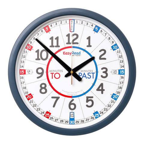 Teaching Wall Clock - Learn The Time Wall Clock - Kids Analog Clock for Classroom, Playroom, Bedroom, Educational Room Decor - School Clock for Kids with Red Blue Face (35cm)