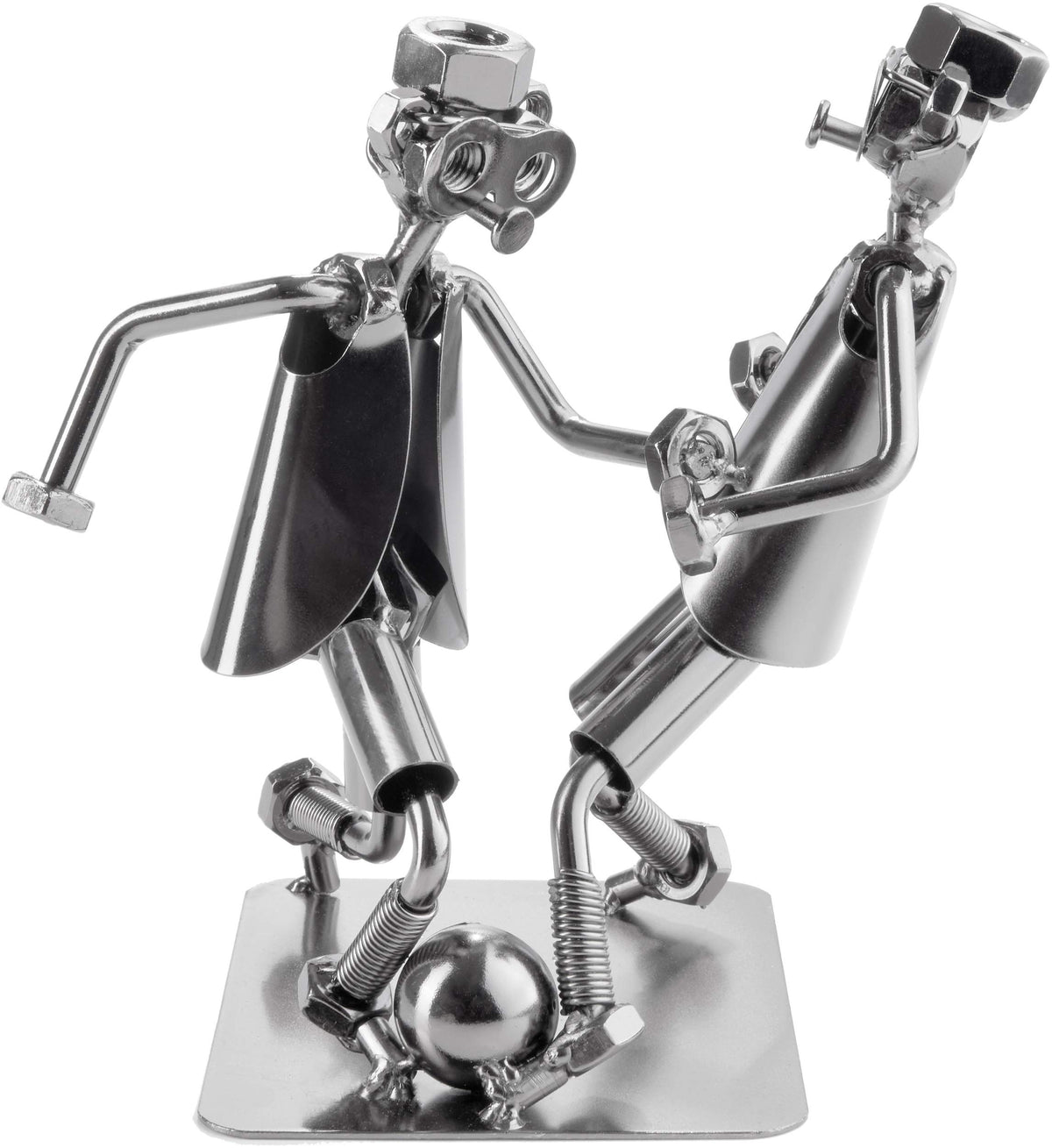 BRUBAKER Screw Man Soccer Duel - Handmade Iron Figure Metal Man Soccer Player - Metal Figure Gift Idea for Soccer Players and Footballers