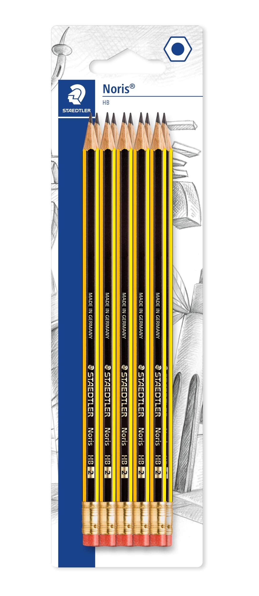 STAEDTLER 122-2BK10D Noris HB Eraser-Tip Pencil (Blister of 10)