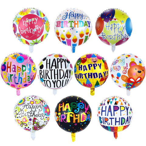 Sumind 30 Pcs Happy Birthday Balloons Aluminum Foil Balloons 18 Inches Helium Foil Globe Inflatable Balloons Bulk for Birthday Party Floating Decoration Mini Birthday Patterns