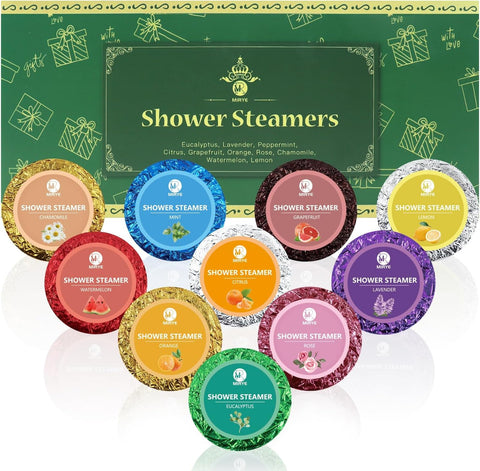 MR MIRYE 10 Pack Shower Steamers, Shower Bombs Aromatherapy with Natural Essential Oils, Personal Care and Relaxation Birthday Gifts for Women and Men, Mother's Day Gifts for Wife Mom