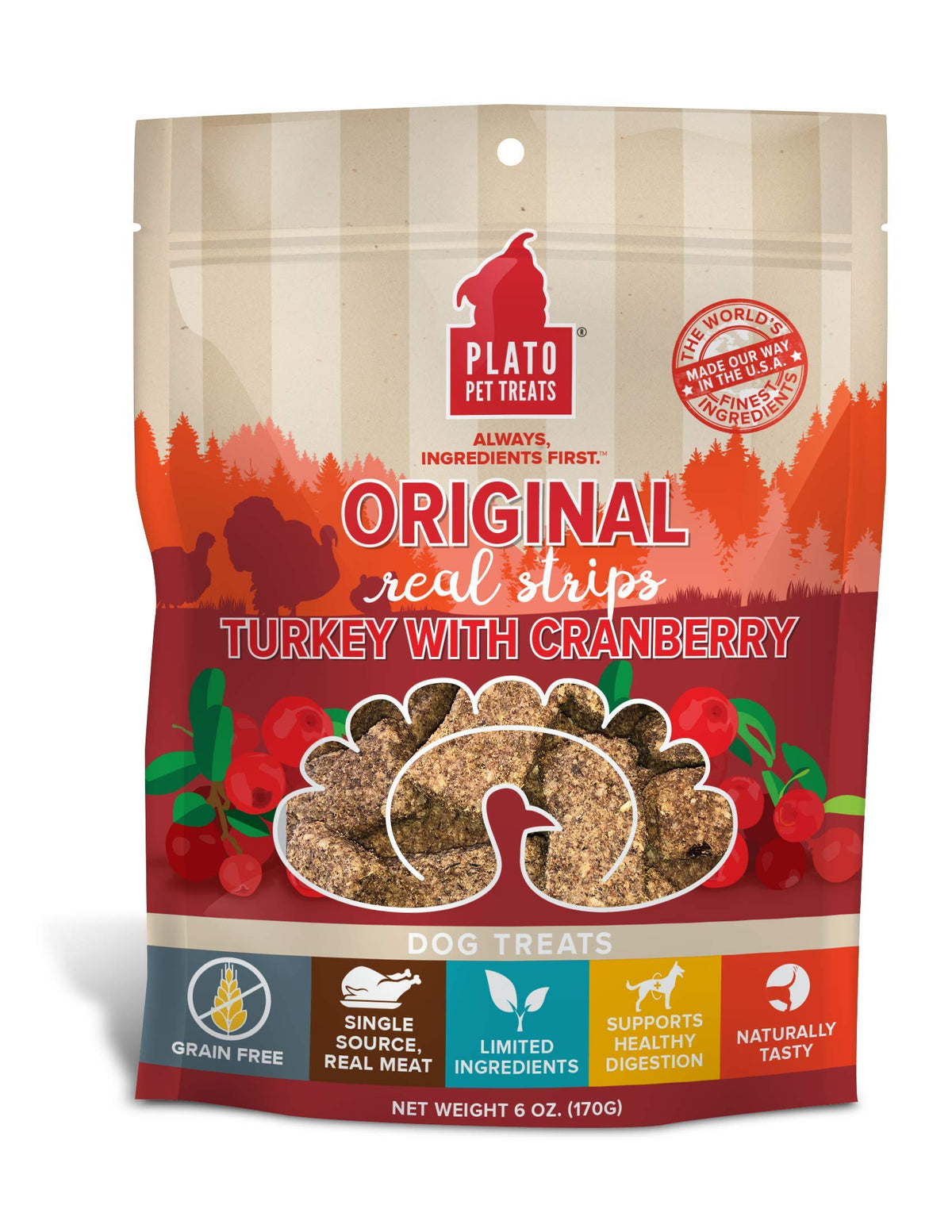 Plato Original Real Strips Turkey & Cranberry 6oz