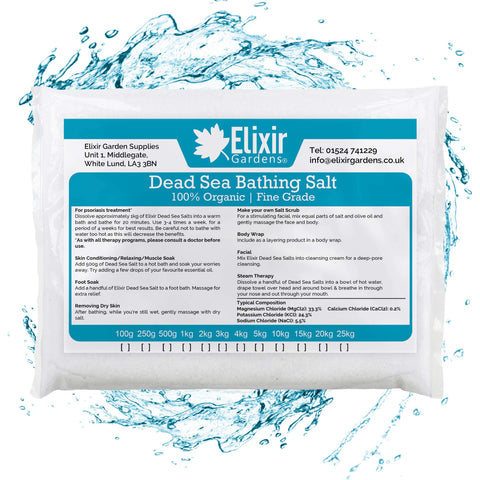 Elixir Gardens Dead Sea Fine Grade Bath Salts with Extra Magnesium | 500g-25kg Weights Available | x 3kg