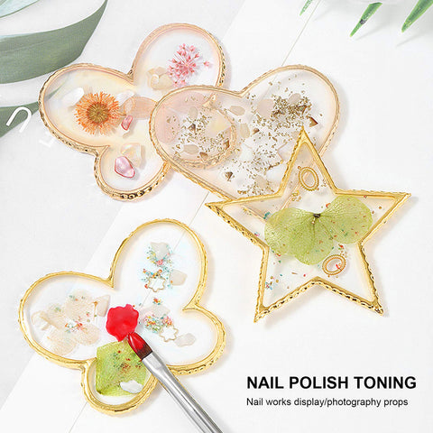 Nail Palette, 4Pcs/Set Nail Palettes Kit Polish Color Mixing Board Nail Art Display Plate Manicure Tool DIY Nail Tips Painting Tray Pallet Makeup Mixing Palette for Home Salon Use