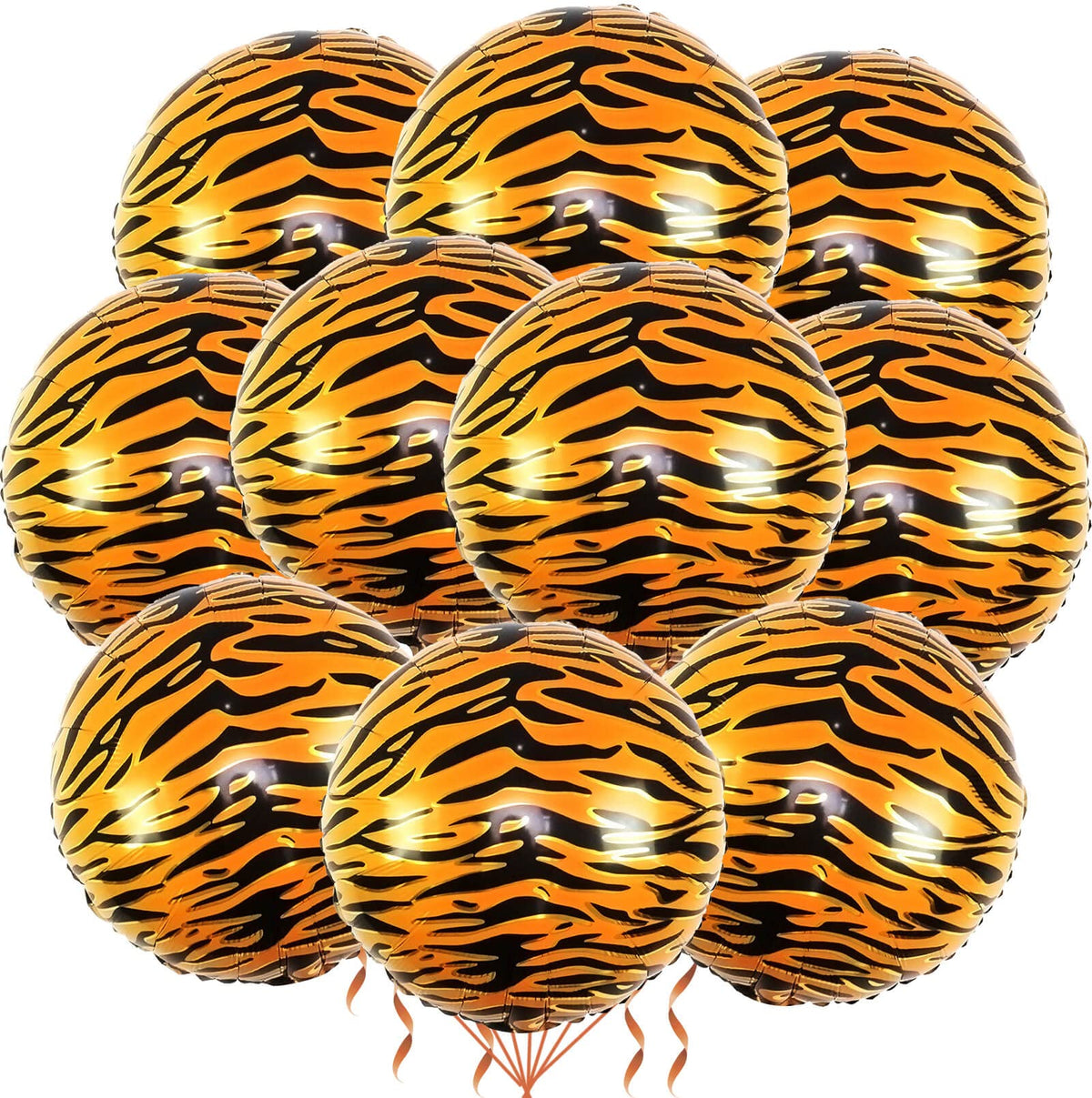 10 Pack 18 Inch Animal Tiger Pattern Foil Balloons Helium Animals Balloons Wildlife Print Balloons for Animal Birthday Tiger Jungle Safari Theme Backdrop Kids Party Decorations Supplies