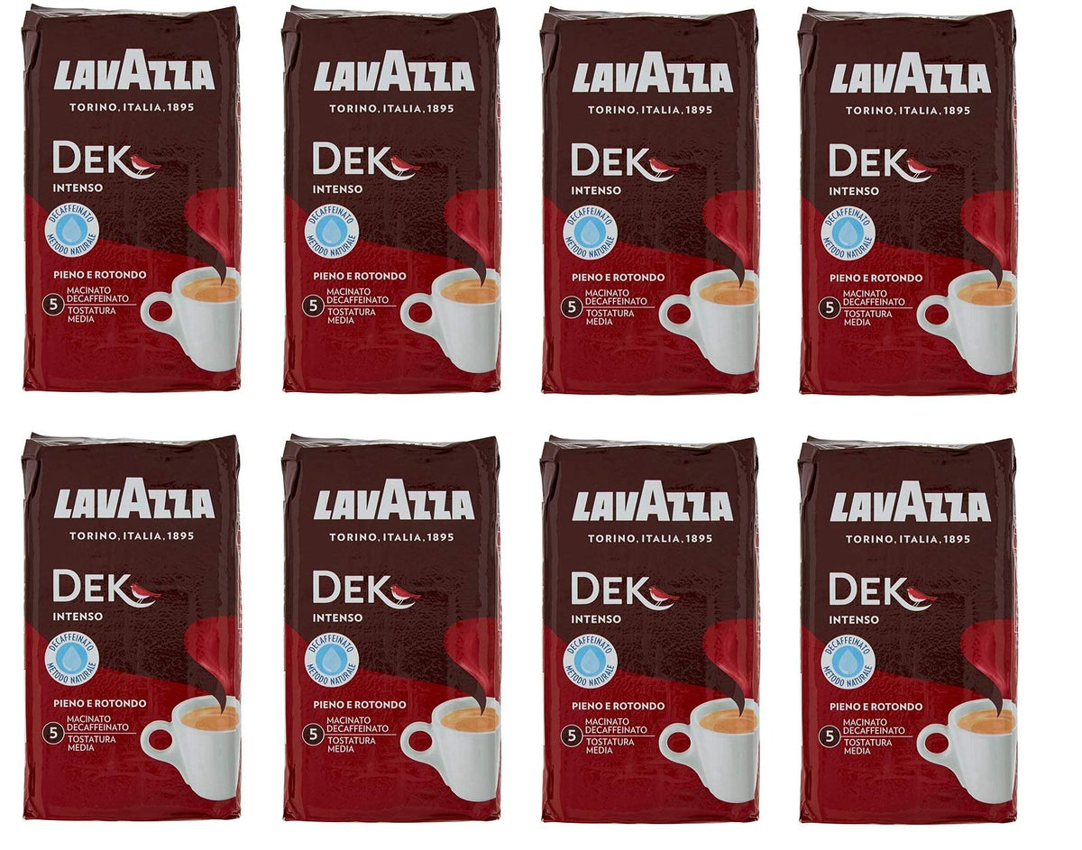 8 x LAVAZZA DEK Intenso Decaffeinated Ground Coffee 250g Italian Espresso