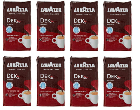 8 x LAVAZZA DEK Intenso Decaffeinated Ground Coffee 250g Italian Espresso