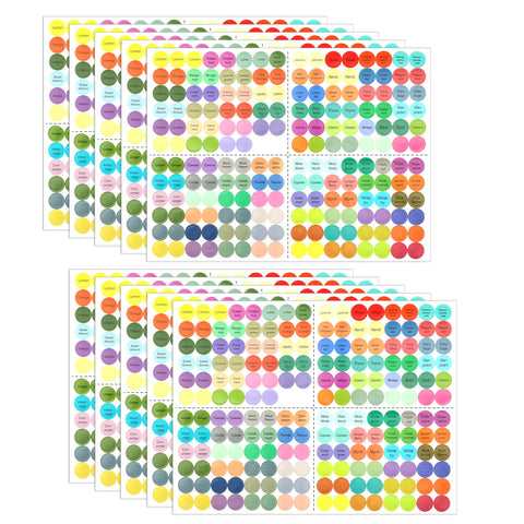 1920 Pcs Essential Oils Labels for Bottles Colorful Bottle Cap Stickers Essential Oils Cap Labels Lid Stickers Waterproof Cap Stickers for Essential Oil Bottle
