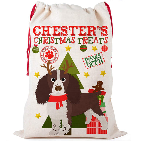 KRAFTYGIFTS Dog Christmas Springer Spaniel Personalised Treat Bag CDS81 (Small)