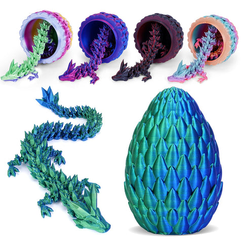 Dragon Egg-3D Printed Dragon in Egg,Crystal Dragon Articulated Dragon Adults Fidget Toys for Autism ADHD,3D Printed Gift Toy, Executive Desk Toys,Home Office Decor