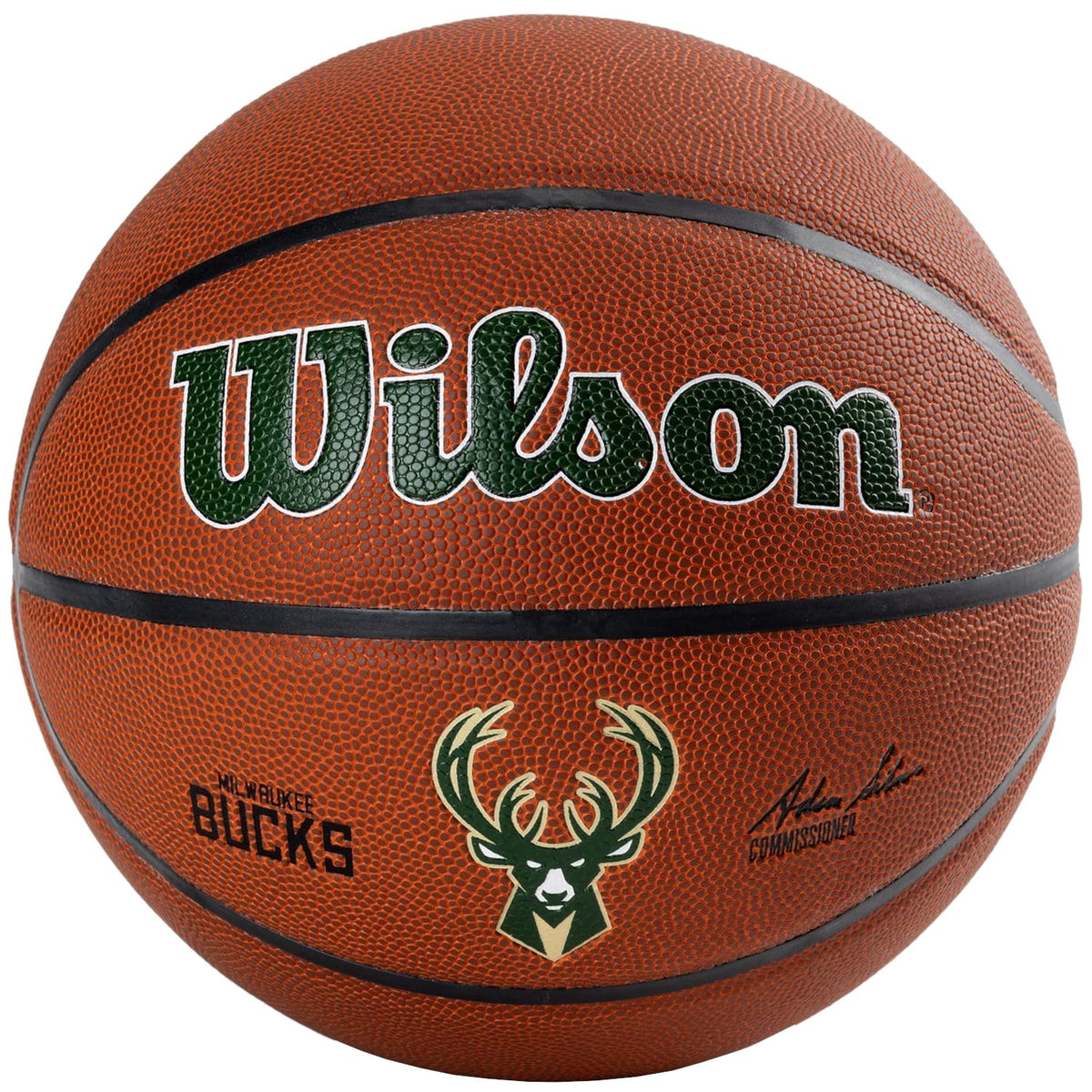 Wilson NBA Milwaukee Bucks Size 7 Basketball - PureFeel Cover, 29.5 in