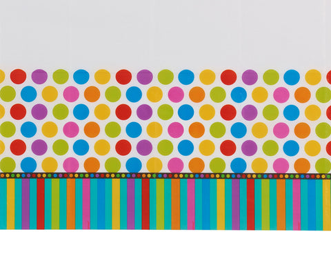 American Greetings Party Supplies Dots and Stripes Paper Table Cover, 54" x 102", Teal