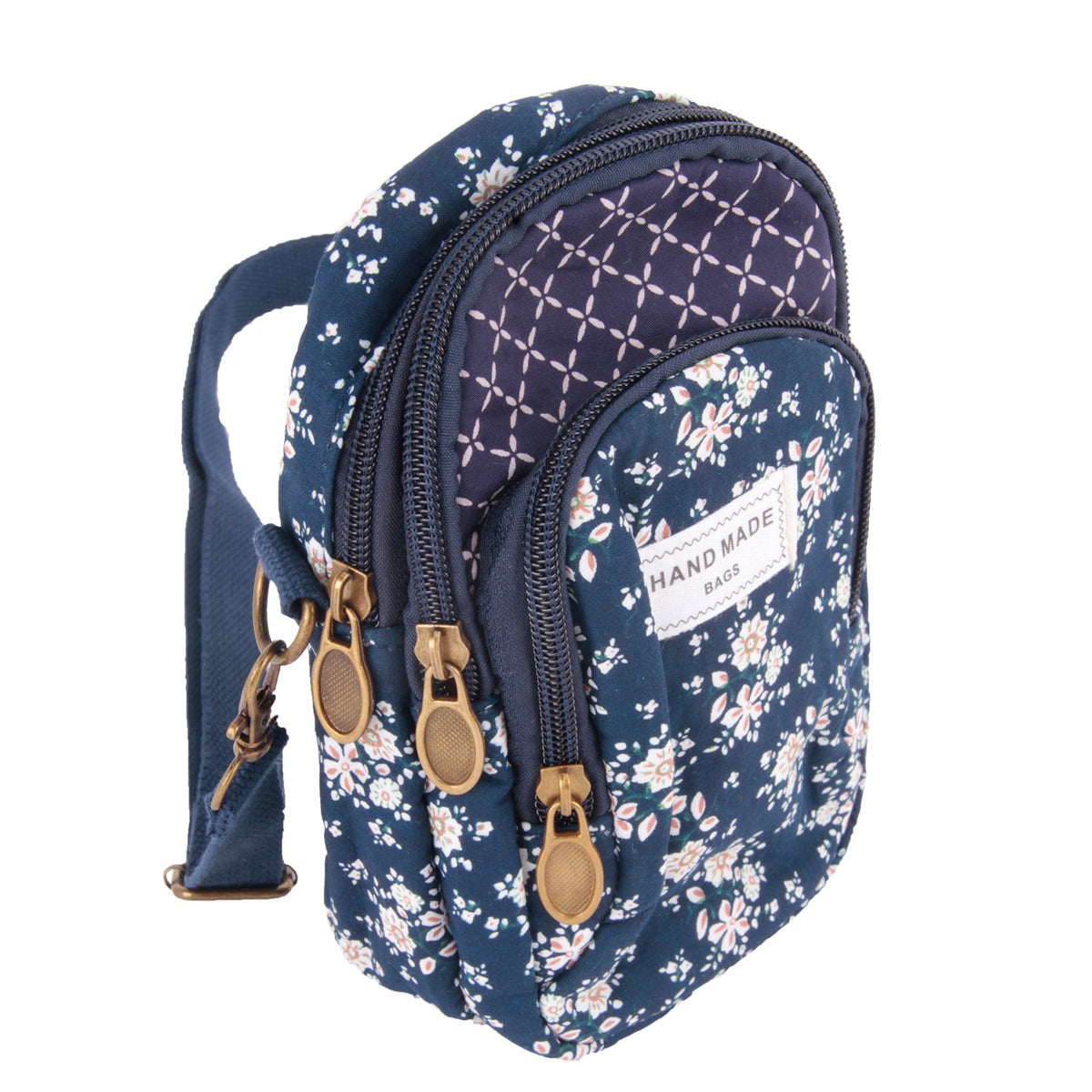 Ladies Girls Floral Crossbody Bag Mobile Phone Shoulder Bag Cotton Mobile Phone Handbag for Carrying Card Cellphone Pouch Purse Multi-Layered Wallet Royal Blue