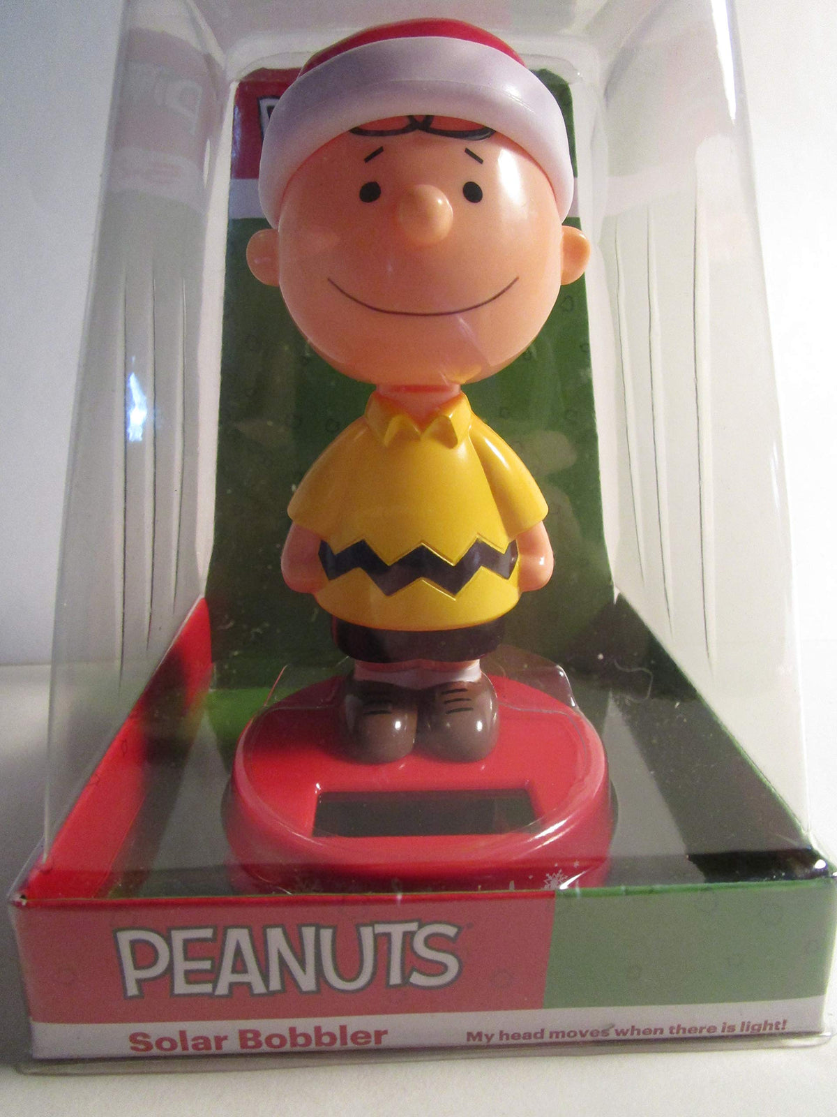 Santa Charlie Brown Solar Character, Christmas Bobble Head Solar Dancer