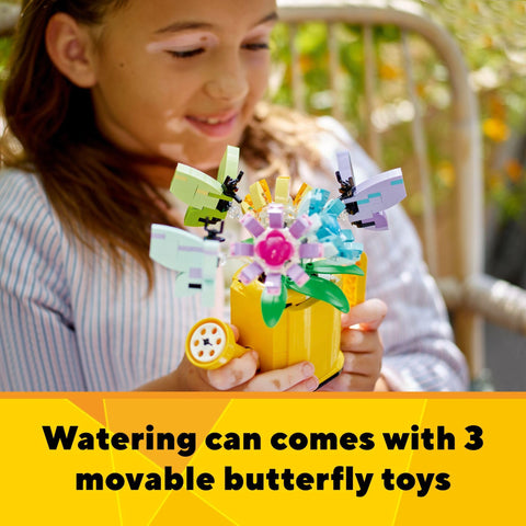 LEGO Creator 3 in 1 Flowers in Watering Can Building Toy, Transforms from Watering Can to Rain Boot to 2 Birds on a Perch, Fun Animal Toy for Kids, Birthday and Nature Toy for Girls and Boys, 31149