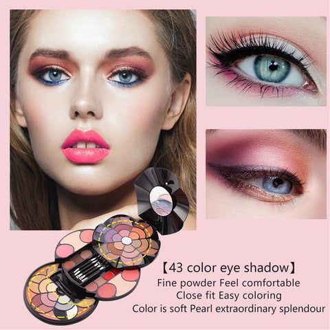 FantasyDay 57 Colors All in one Makeup Gift Set Holiday Birthday Beauty Cosmetic Essential Starter Bundle Include 43 Eyeshadow Palette, 4 Blush, 7 Sponge Stick, 2 Compact Powder, 4 Lipstick, 4 Eyebrow