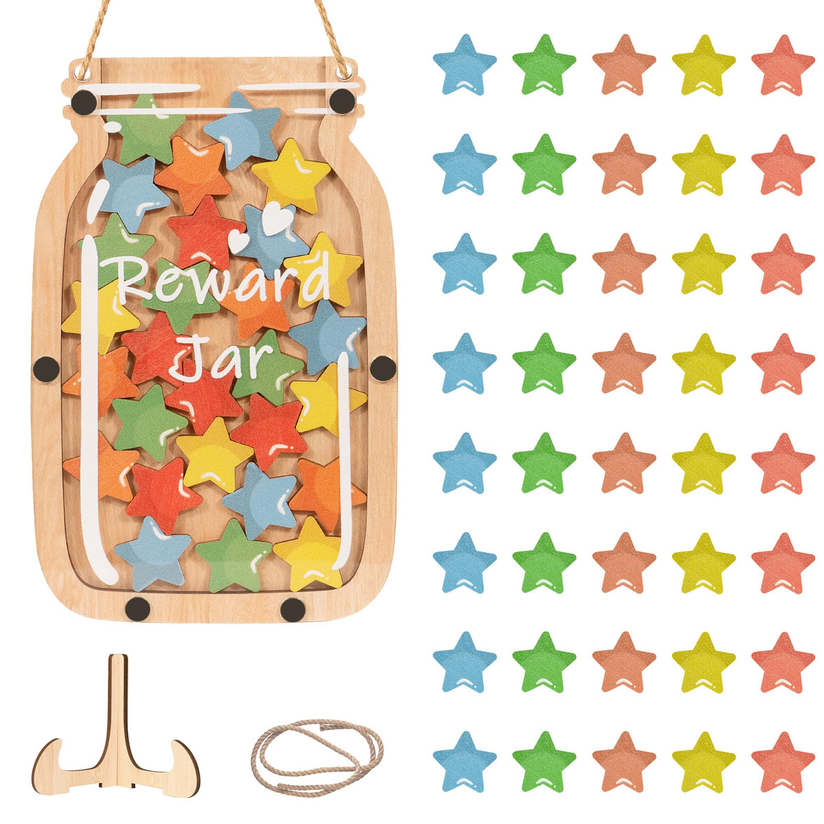ABIDISO Personalized Stars Reward Jar Magnetic Reward Jar, Classroom Reward Jar for Kids, Jar Reward System Behavior Chart for Kids Incentive Chart for Classroom (Star)