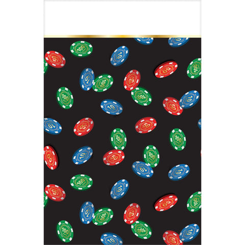 Amscan Rectangular Plastic Table Cover with Poker Chips Print-1 pc, Pack of 1