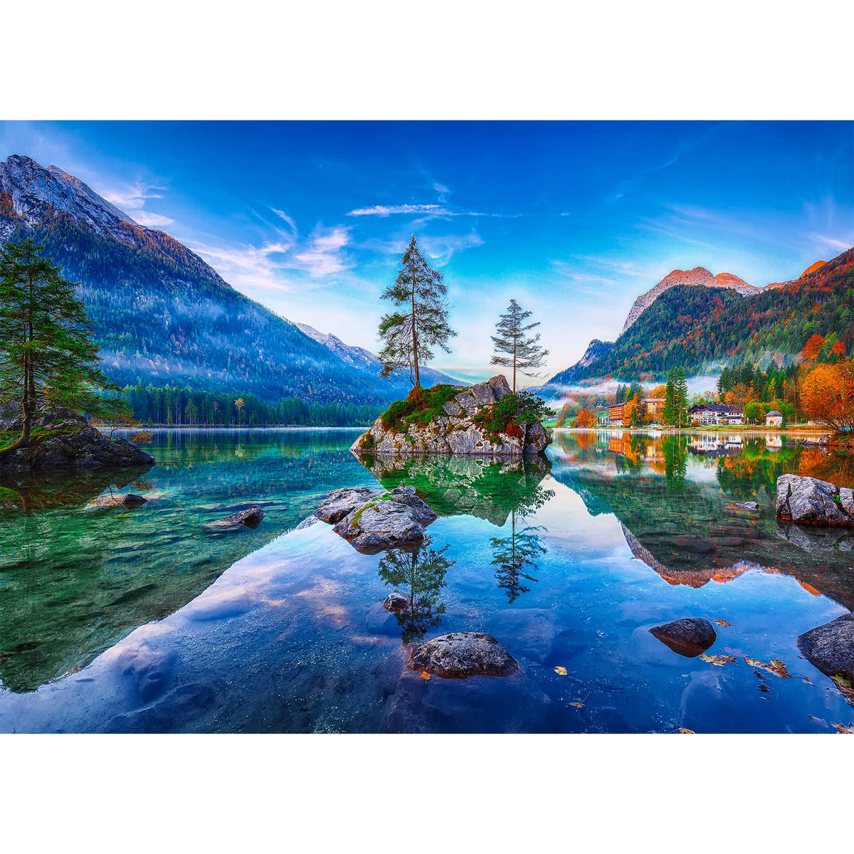 HUADADA Jigsaw Puzzles 1000 Pieces for Adults, Hintersee Lake Nature Landscape Puzzles for Adults 1000 Pieces Unique Shape Pieces Hard Puzzles (27.56" x 19.69")