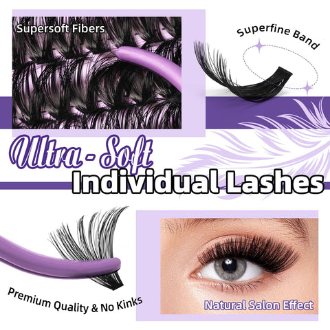 Lash Extension Kit for Beginners 280PCS 90D 10-18mm Eyelash Extension Kit Diy Lash Extension Kit Ultra - Soft Volume Lash Cluster Kit Mixed D Curl Lash Kit Individual Lashes Kit (90D-D-10-18Mix)
