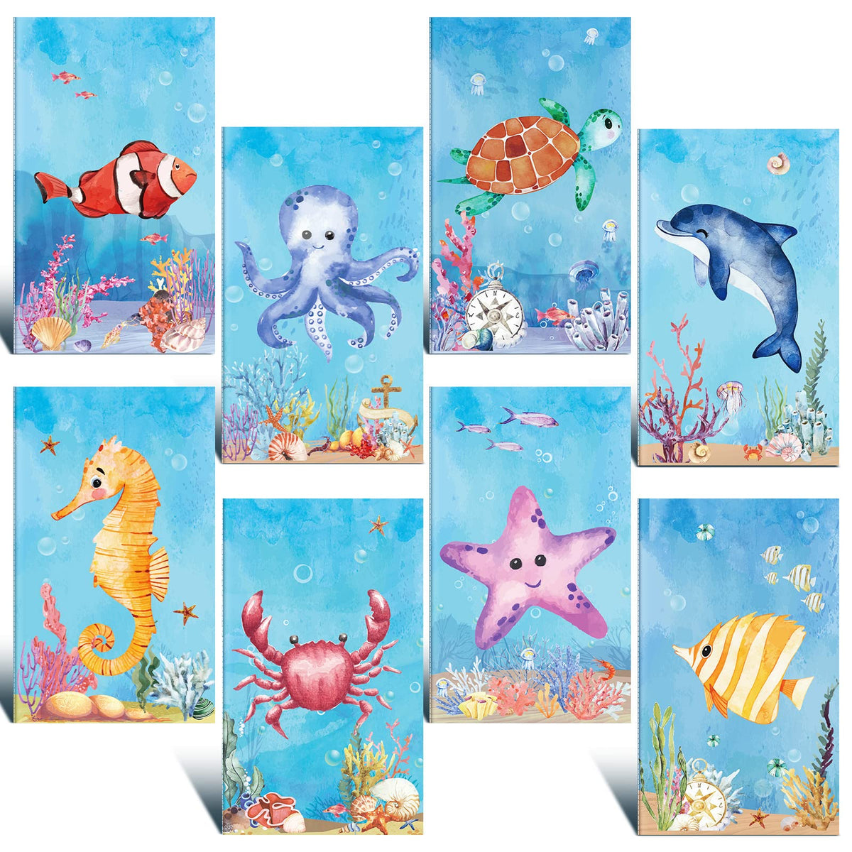 24 Pcs Mini Ocean Animals Notebooks for The Sea Party Favors Small Notepads Underwater World Memo Books for Birthday Party Supplies Gifts Home Office Stationery