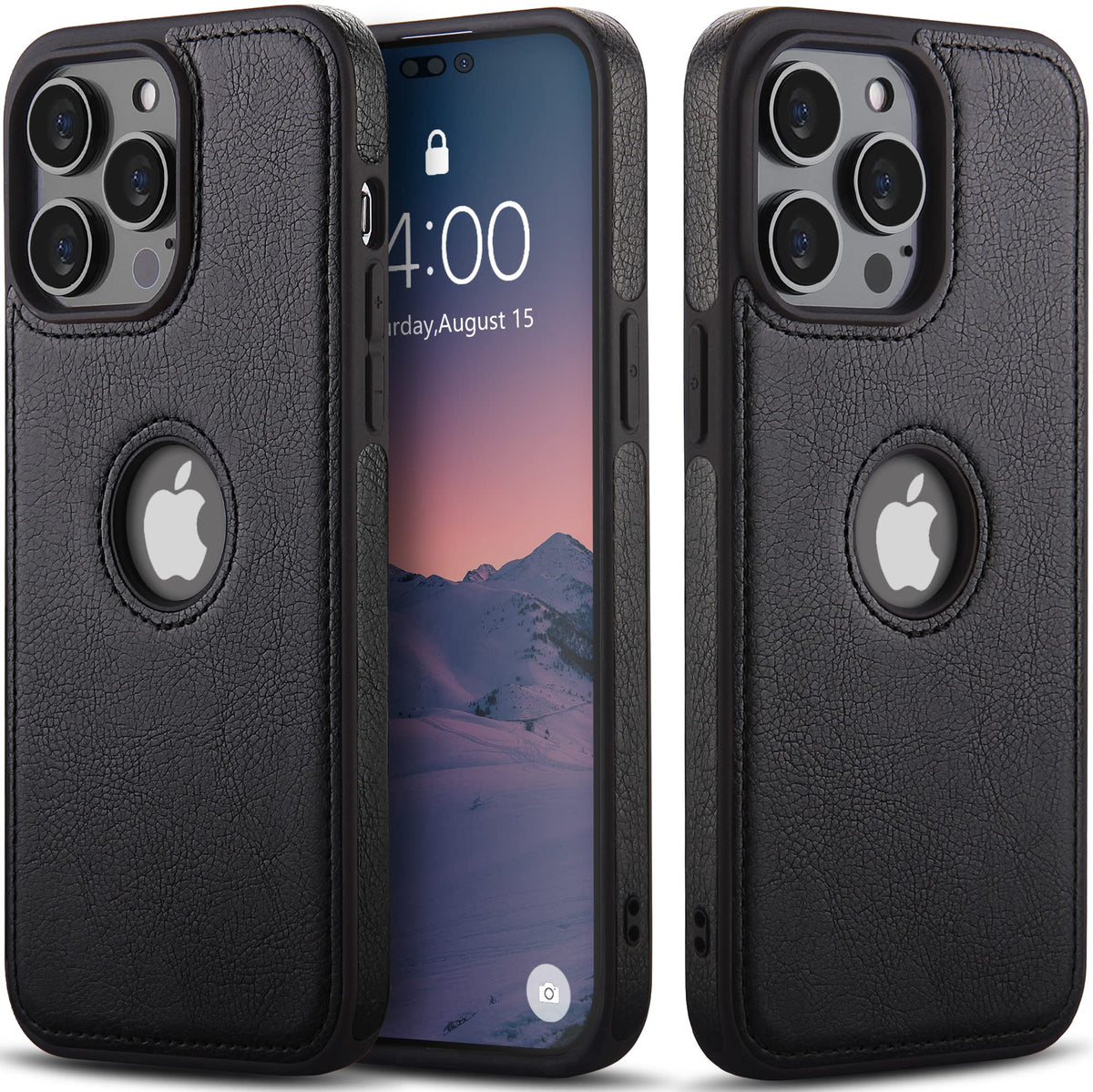 WTCASE iPhone 14 Pro Leather Case, Thin Flexible Soft Grip Luxury Vgean PU Leather Cover for Men, Durable Anti-Scratch Full Phone Cases Compatible with iPhone 14 Pro (2022) 6.1'' (Black)