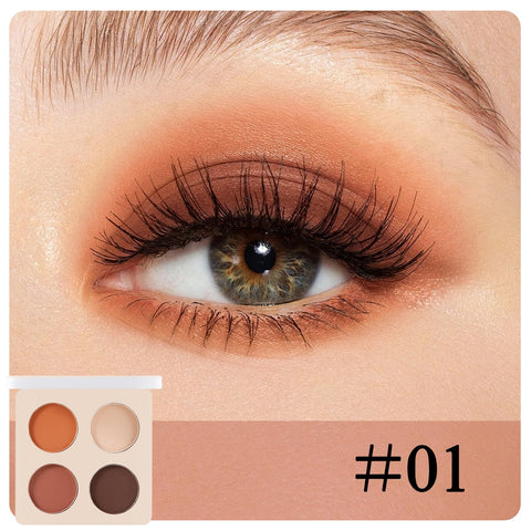 Apooliy 4 Colors Matte Eyeshadow Palette with 5 Eyeshadow Applicator,Highly Pigmented,Colorstay Eye Makeup,Waterproof Eye Shadow Long Wear Up to 24hr